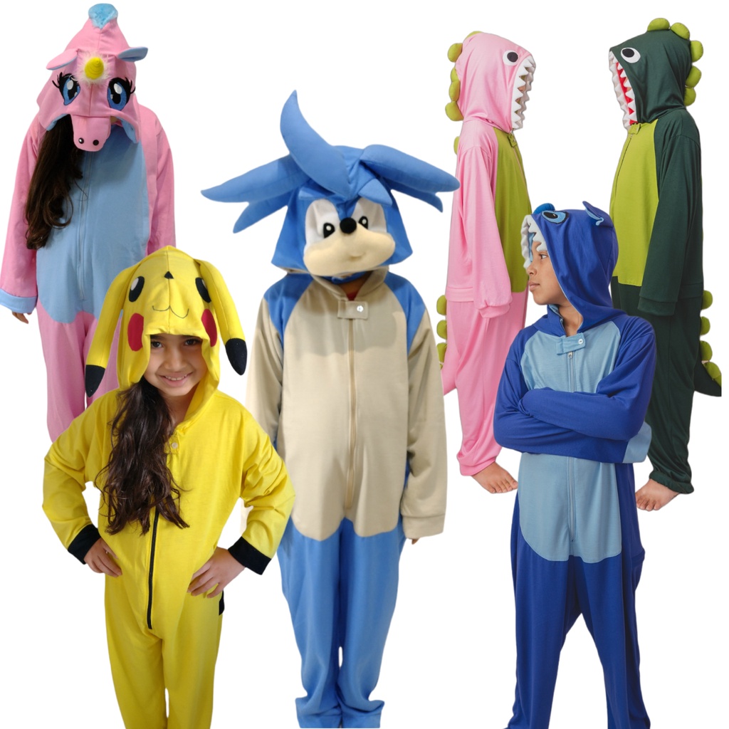 Pijama Infantil Sonic Macacão Kigurumi 10,12,14