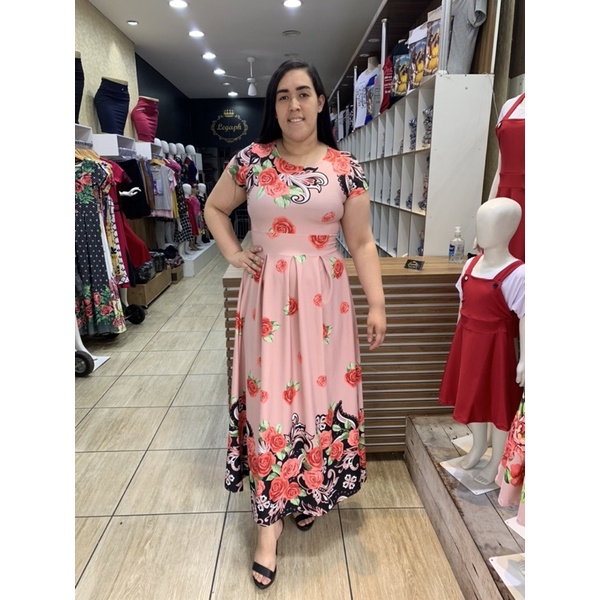 Vestido longo best sale floral moda evangelica