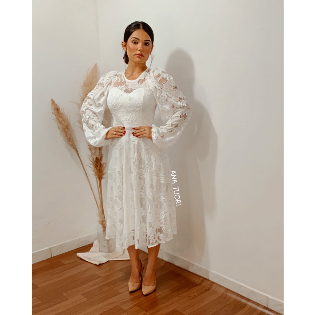 Vestido branco hot sale midi rodado