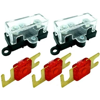2 Porta Fusível Som Automotivo Midi e 3 Fusíveis 50 Amperes