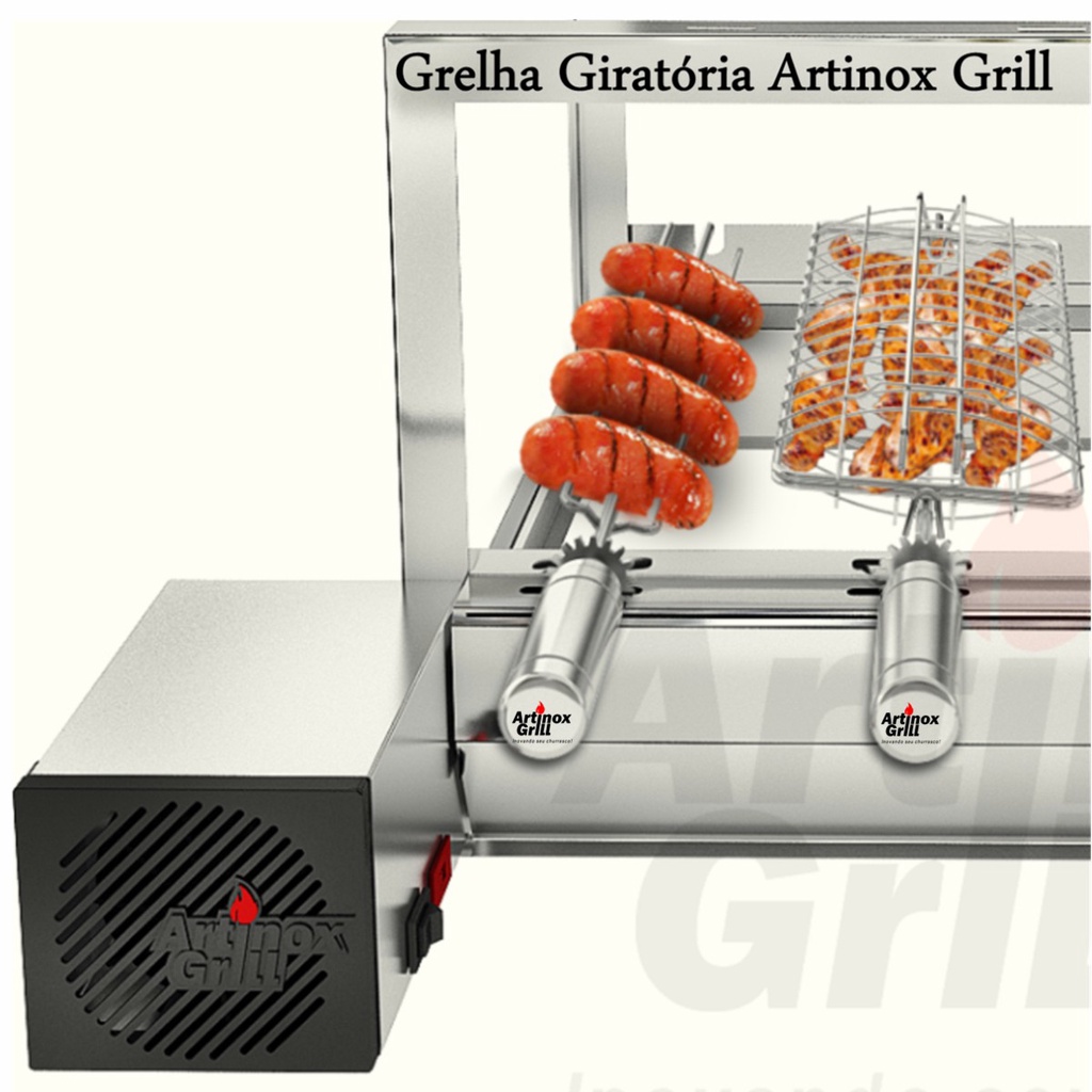 Grelha Cesto Espeto Giratório 65cm Grill Laurindos Curto