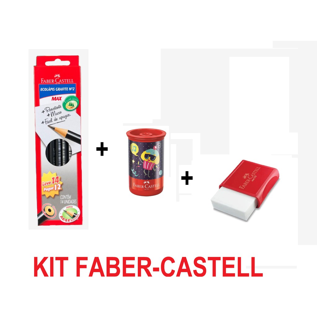 Kit Fabercastell Caixa De Lápis Com 14 Lápis + Borracha + Apontador