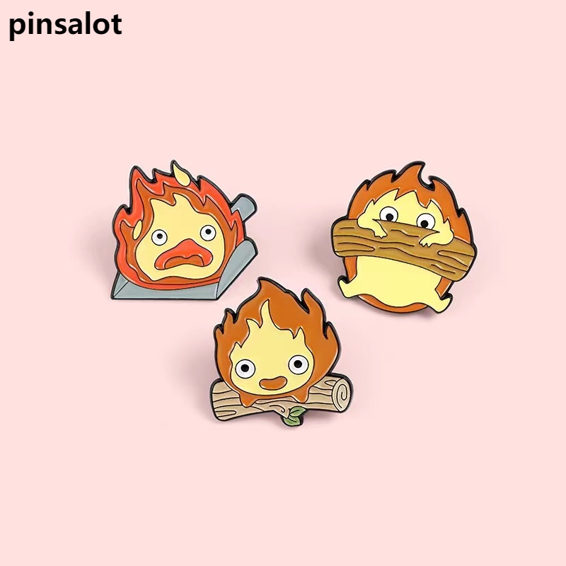 Howl's Moving Castle Calcifer with The Log Badge Pins