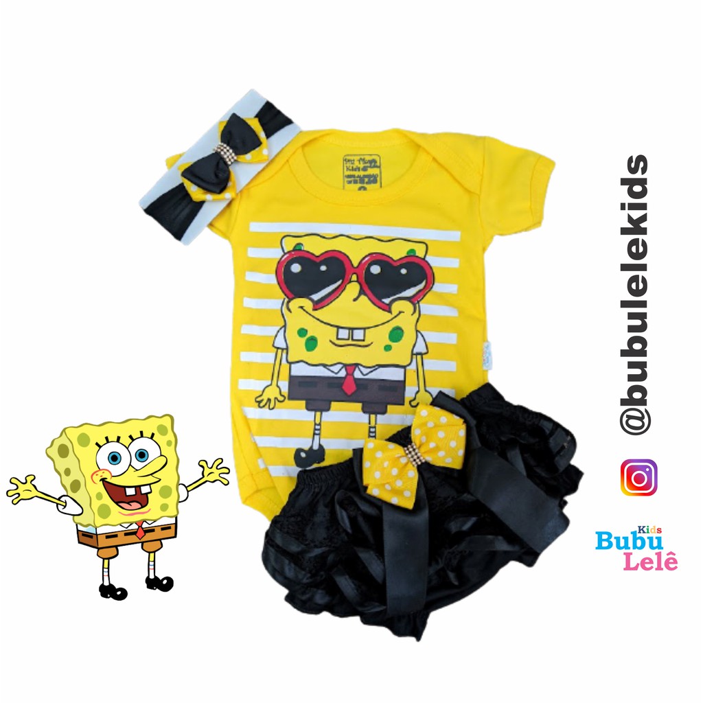 body temático mesversario conjunto bob esponja | Shopee Brasil