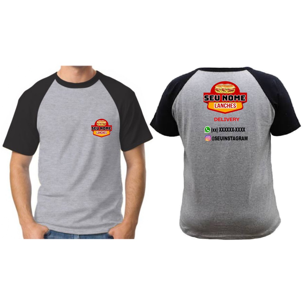 Camisa Personalizada Uniforme com sua Logo Lanchonete | Shopee Brasil