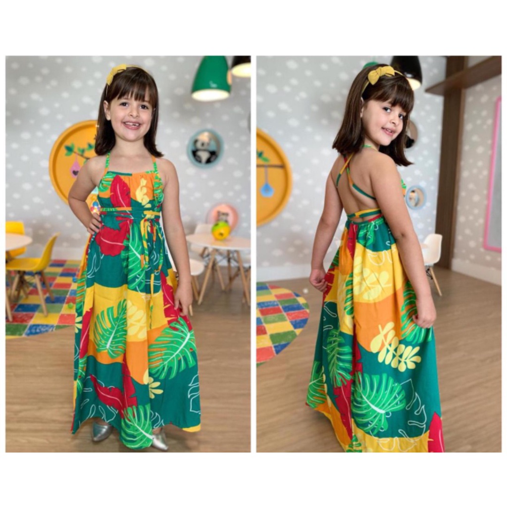 Vestidos longo infantil store estampado