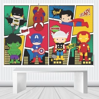 Painel FESTA INFANTIL SUPER herois BABY CUTE 1,00 x 0,65m
