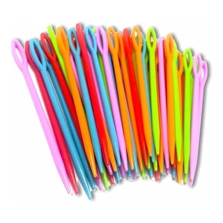 Agulha de Tapeçaria de Plástico 7cm - Cores Variadas - Artesanato / Confecção Boneca em Oferta na Shopee