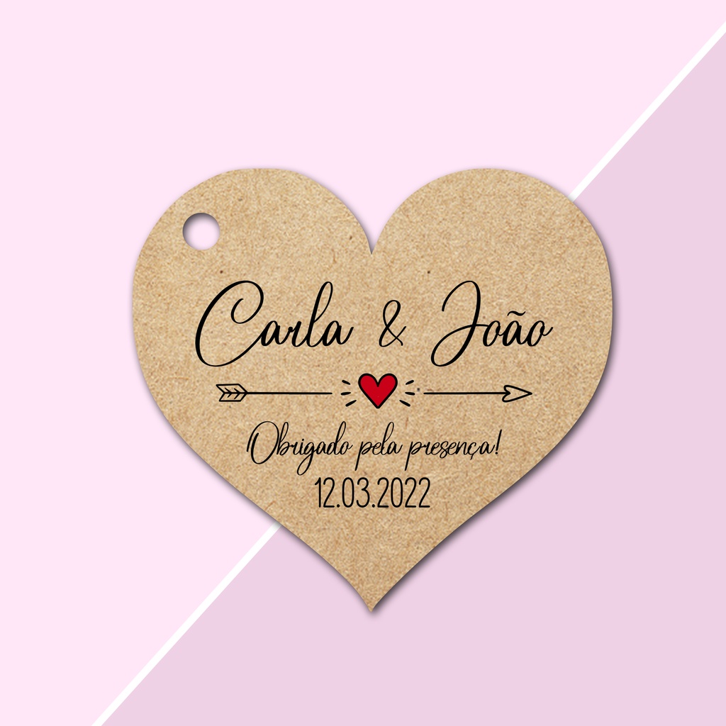 40 Tags PAPEL Kraft Personalizadas Formato Coração Lembrancinha para ...