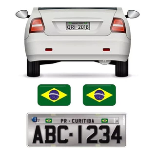 Par Bandeiras Brasil Placa Carro Moto Adesivas Resinadas