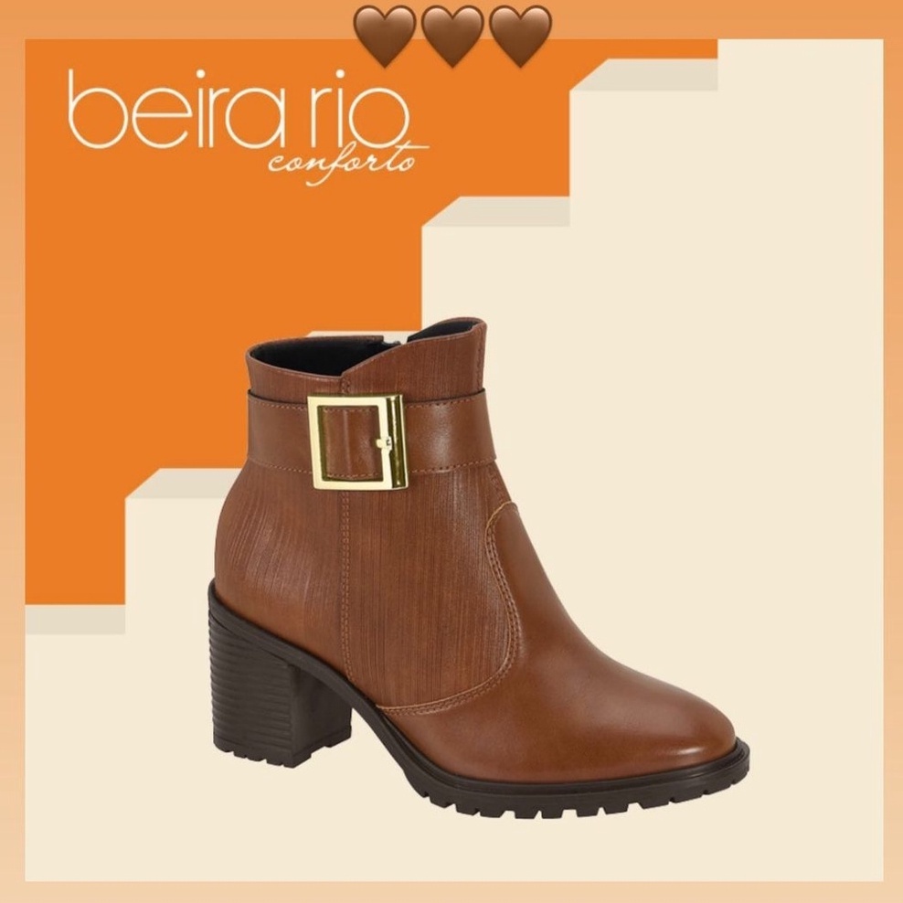 Bota Feminina salto brosso cano baixo Pinhão Beira Rio Promoção ...