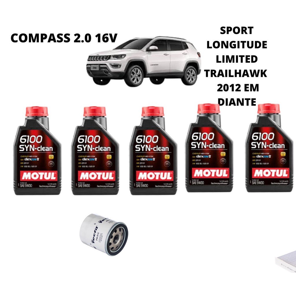 KIT TROCA DE OLEO COMPASS 2.0 GAS/FLEX MOTUL | Shopee Brasil