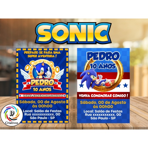 Convites Festa Sonic The Hedgehog