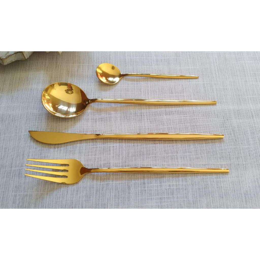 jogo de talheres slim gold | Shopee Brasil