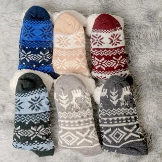 💗【Edição Especial de Natal】Meias De Casa Feminina Menina Quentes Térmicas Grossas Antiderrapante Com Forro Macio em Oferta na Shopee
