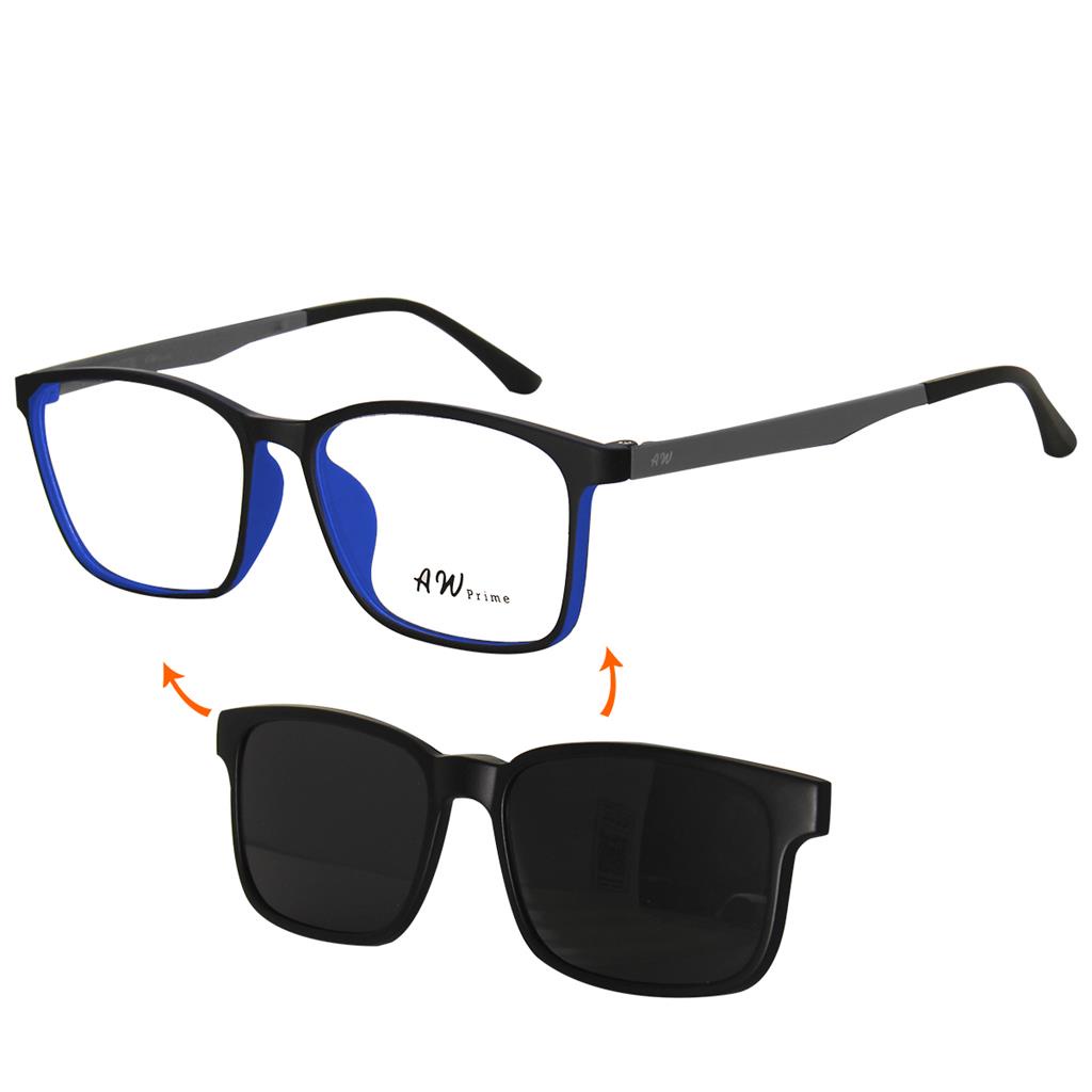 Armacao Clip On 2 em 1 Oculos de Grau e Oculos de Sol Metal AW1192
