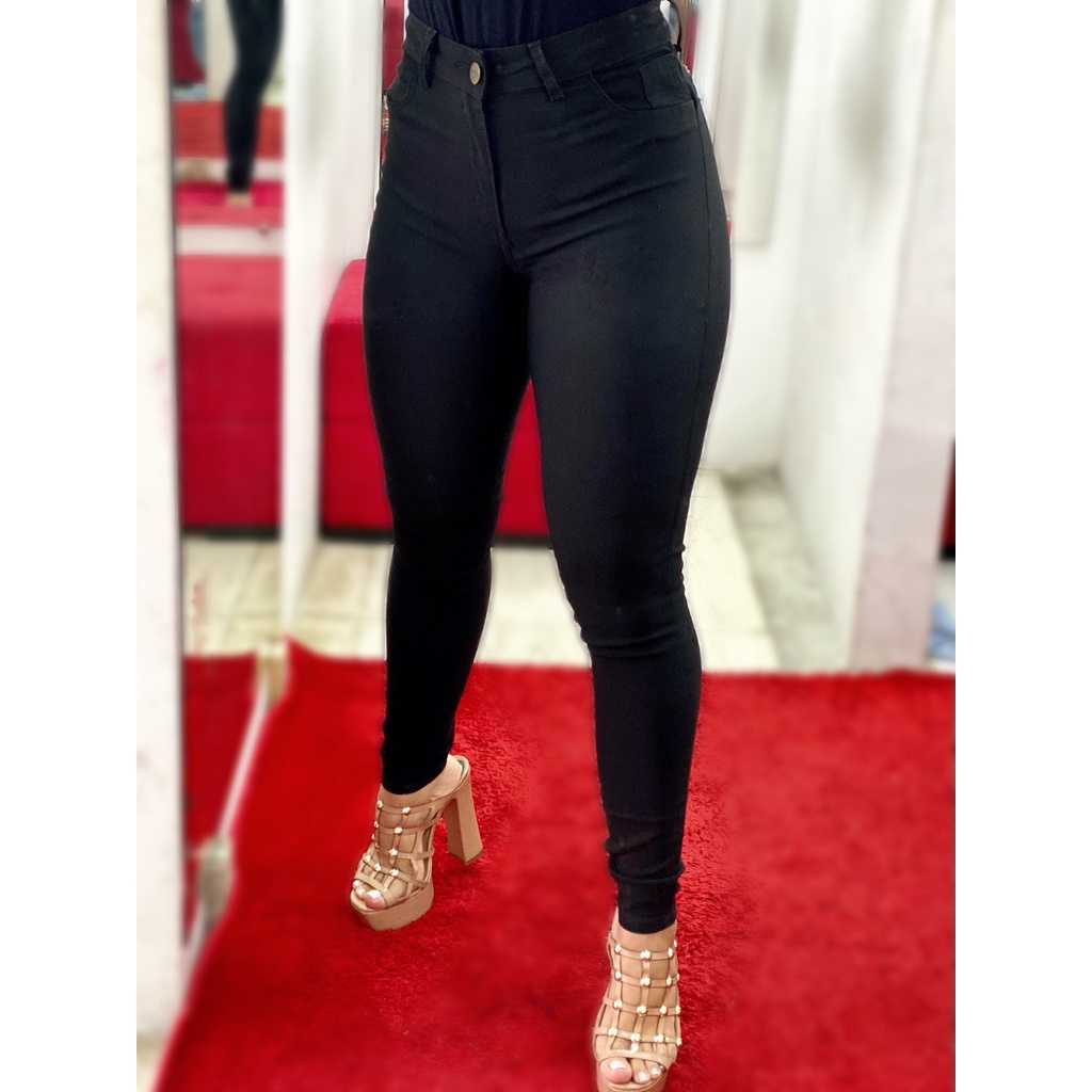Calça Jeans Preta Feminina Skinny Cintura Super Alta com Lycra em Promoção  na Americanas