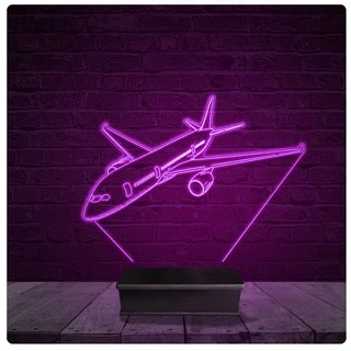 Led Luminária Acrílico Abajur - Avião Boeing Airbus Embraer