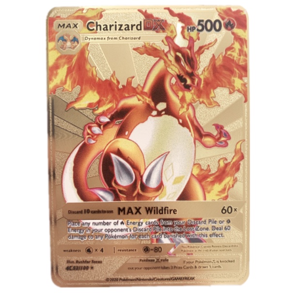 Carta Pokémon Customizada Charizard V Shiny Metal Dourado