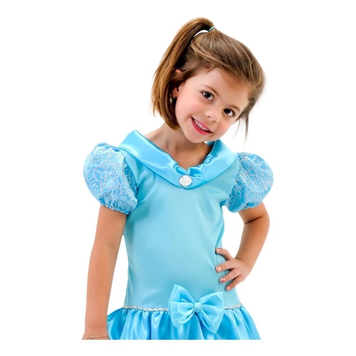 Vestido Infantil Princesa Cinderela Filme Brilho