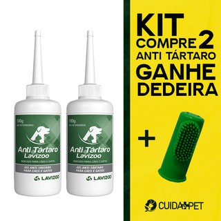 Kit Com 2 Anti Tártaro para Cães E Gatos Lavizoo + Ganhe 1 Dedeira
