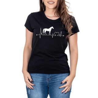 Camiseta Feminina Country APAIXONADA POR CAVALO Manga curta Preta