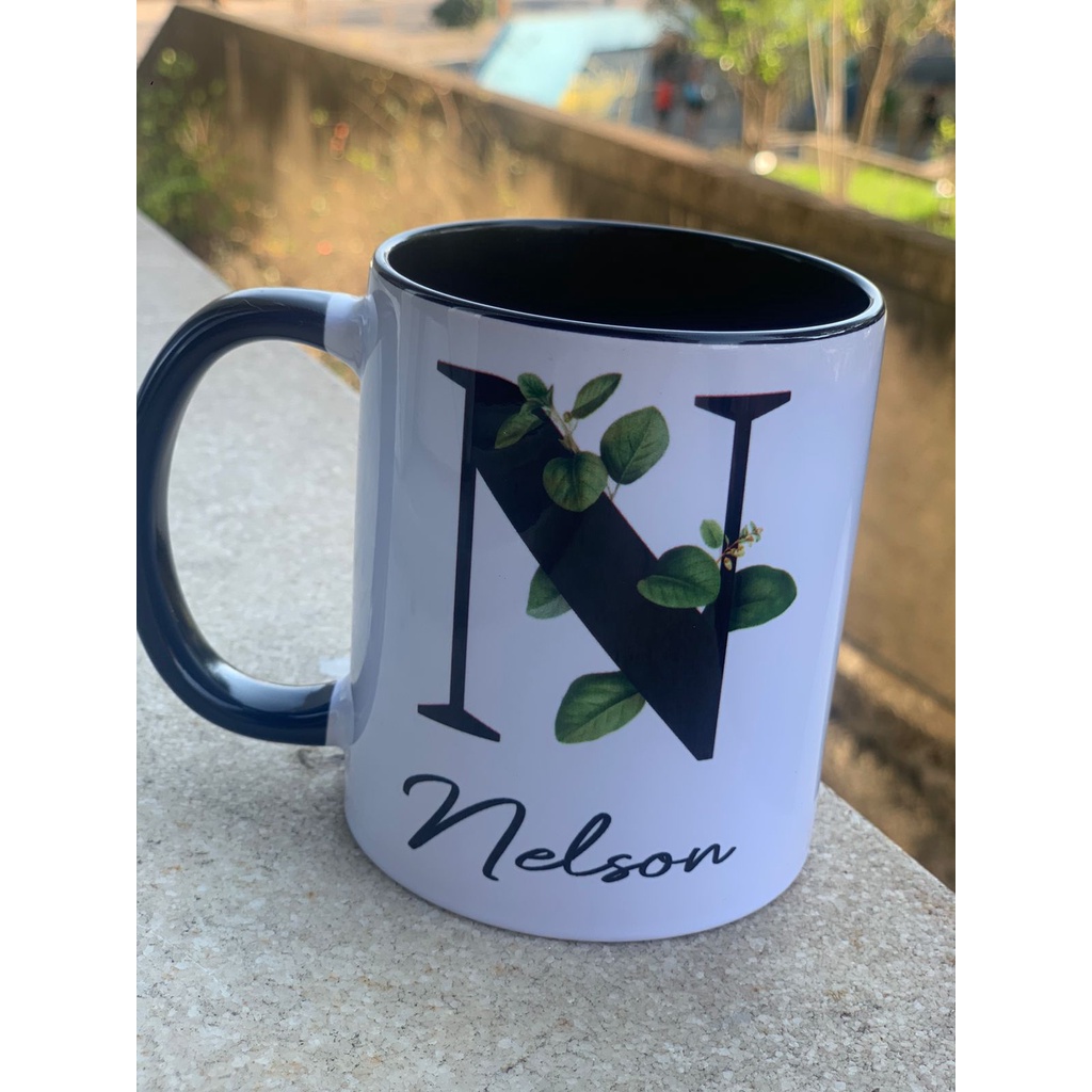 Caneca de Cerâmica Personalizada Inicial com Nome Masculina - Alça ...