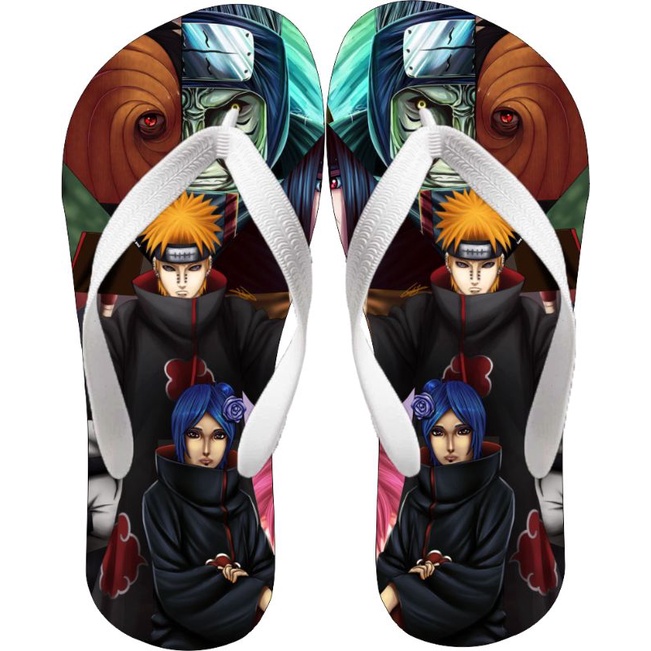 kit 2 Pares Chinelo Slide Sandália Anime Naruto Mangá Akatsuki Hatake Nuvens  Vermelhas - Escorrega o Preço