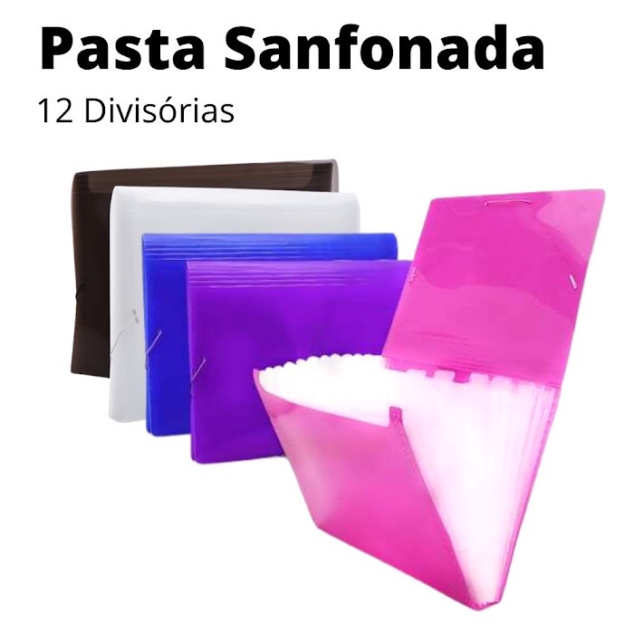 Pasta Sanfonada Média Plástica Duplicata 31 Divisórias 19x24cm ACP