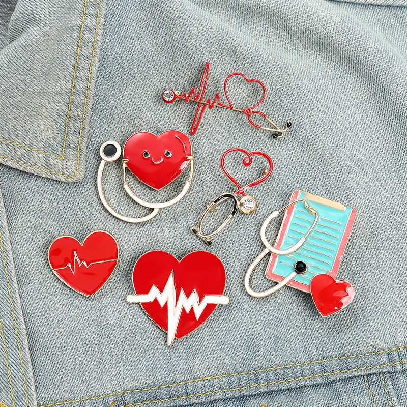Broches Médicos Enfermeira Alfinetes Estetoscópio Eletrocardiograma ...