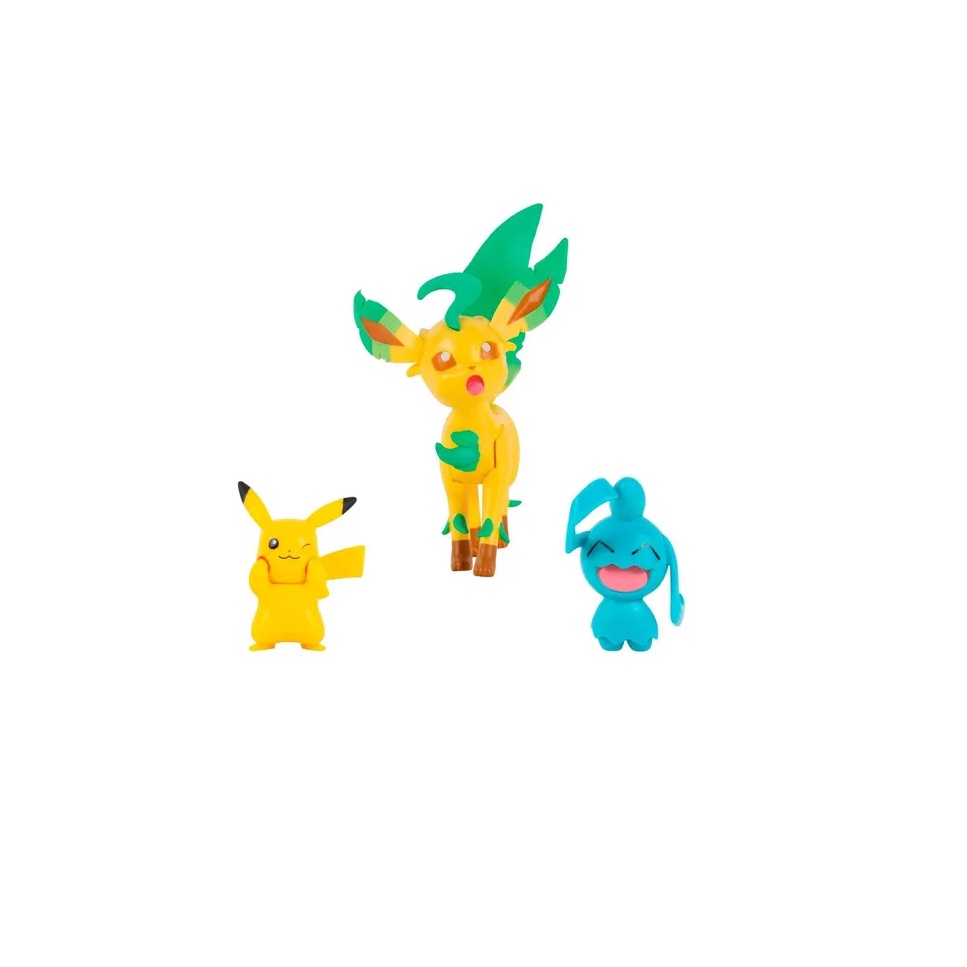 Compre 3 bonecos Pokémon Pikachu, Leafeon e Wynaut aqui na Sunny Brinquedos.