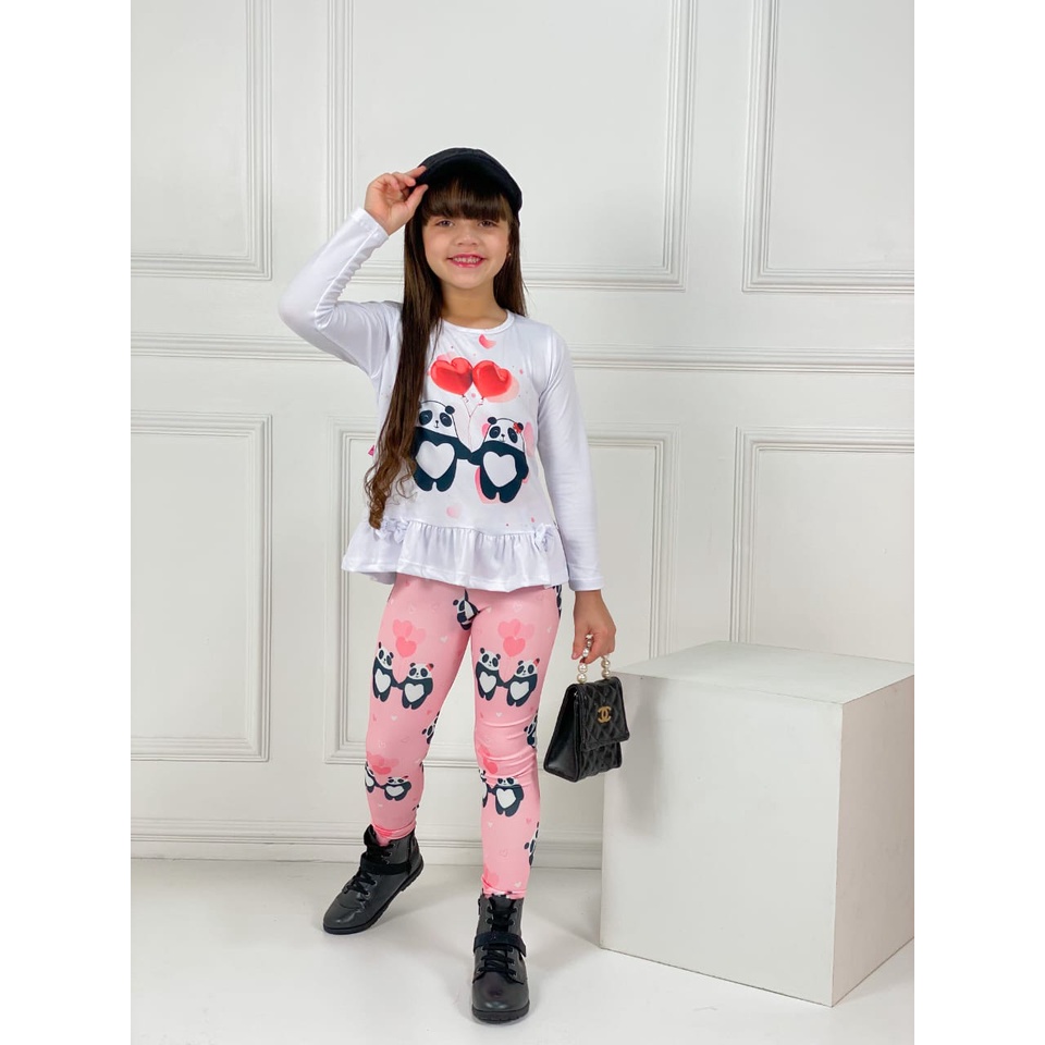 Conjunto Infantil Feminino Meia Estação Conjunto Calça e Blusa Infantil  Para Meninas Roupa Infantil Inverno