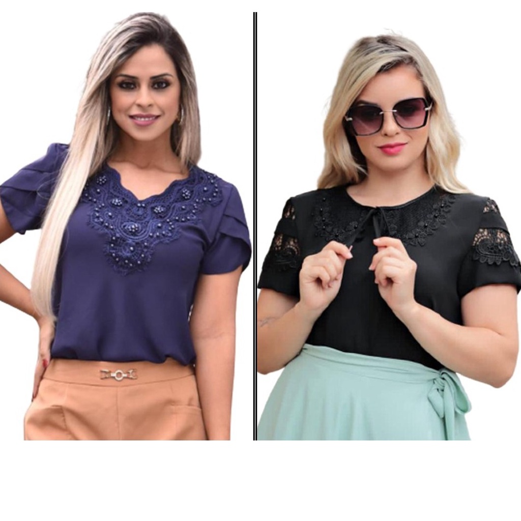 Blusa Social Crepe de Seda com Perola (Branca)