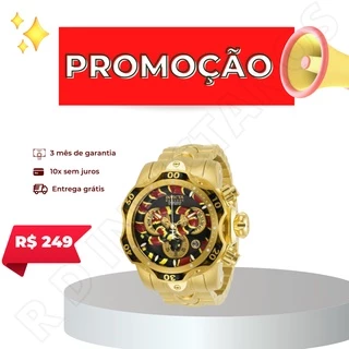 Relógio Masculino Venom Coral Dourado / Preto Com NF