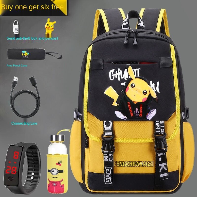 Mochilas escolares de anime Pikachu para homens e mulheres Shopee Brasil