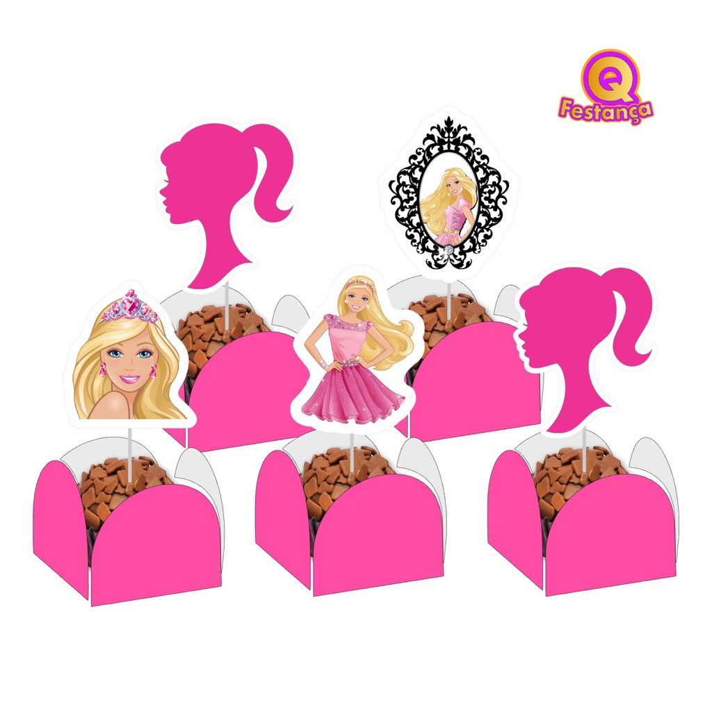 Topper para Docinho Barbie - 8 Unidades - Extra Festas