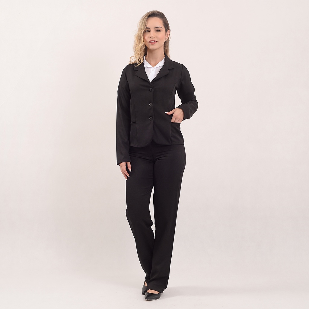 Conjunto Social Completo - Calça e Blazer/Terninho Pretos, Terno Feminino  Nunca Usado 34704686