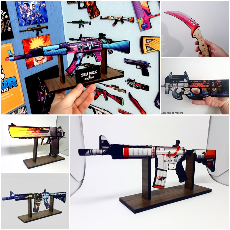 Skin Counter Strike CSGO em MDF Decoração 1 ou 2 lados estampados ...