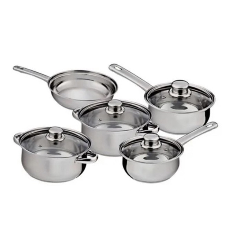 Conjunto Panelas Aço Inox 5 Peças Com Tampas De Vidro - Wincy