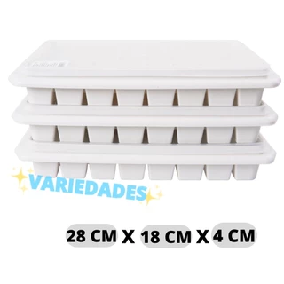 Kit 3 Formas de Gelo com Tampa Resistente Branca Livre de BPA