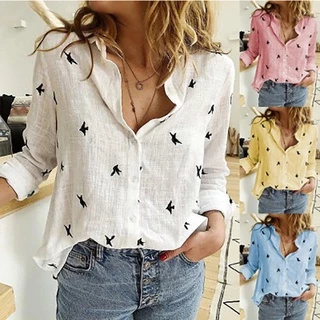 Camisa Fashion Casual De Algodão/Linho Com Botão E Mangas Compridas Para Outono