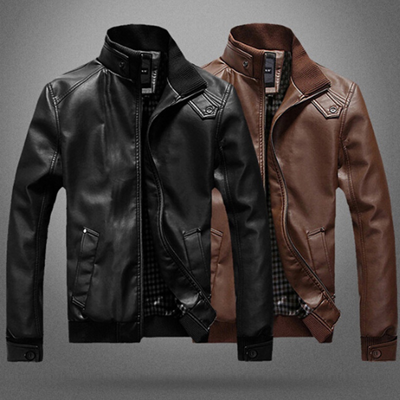 Winter Men 'S Motorcycle Leather Jacket Men Fashion Brown Thick Zipper hotsell Coat Male Hooded Windbreaker Outwear