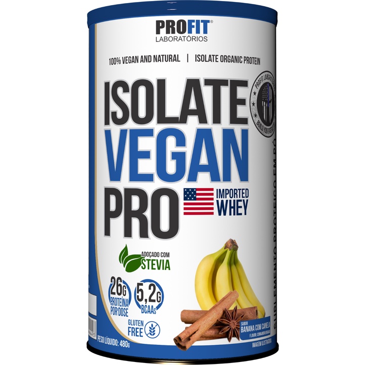 Whey Protein Vegano Isolate Vegan Pro Adoçado com Stévia 480g Profit Labs