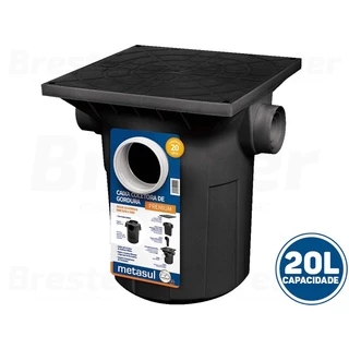 Caixa De Gordura Premium De Esgoto Metasul 42l C/ Cesto Fácil Instalação Entrada/Saída de 100/75/50