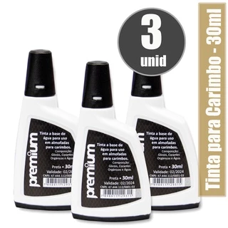 Tinta Para Carimbo Premium 30ml - 3 Unidades