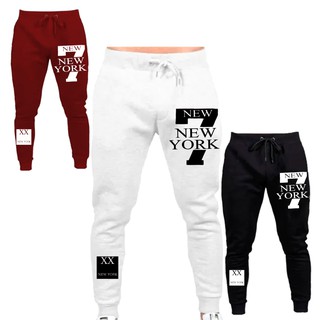 Kit 3 Calças Moletom Swag Skinny New York Academia Slim Envio Imediato