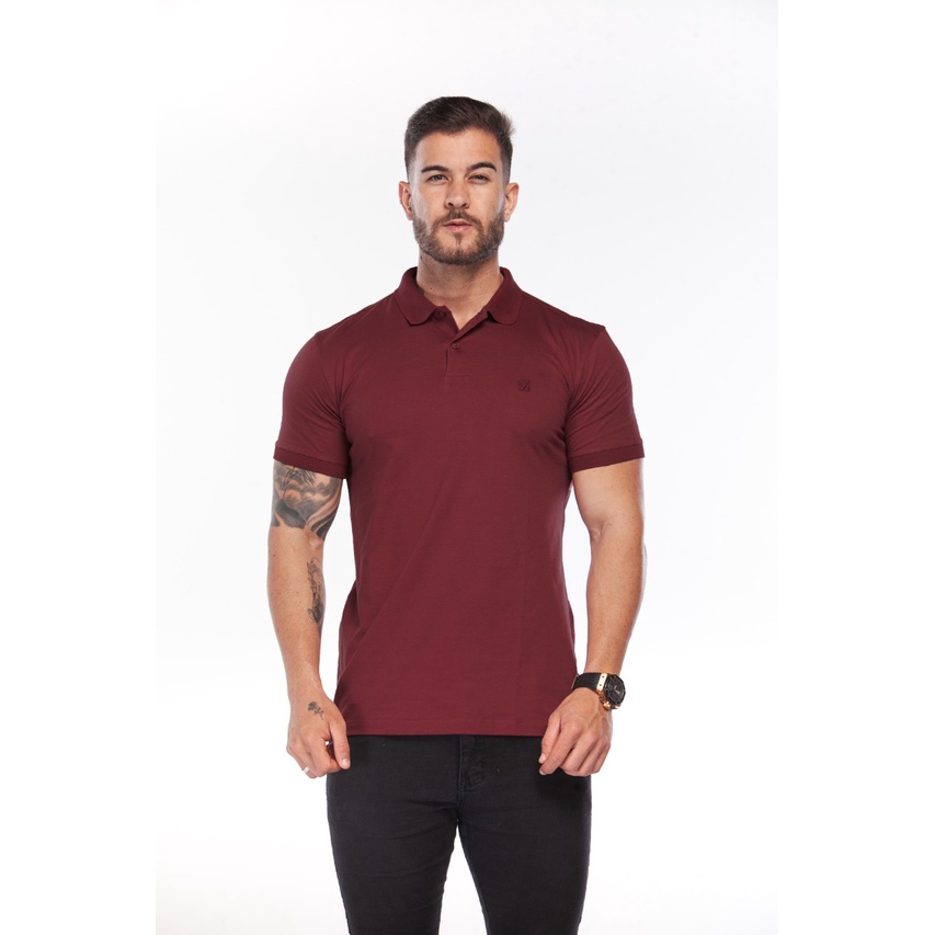 Camiseta Gola Polo Vinho 100% Algodão - Premium Top