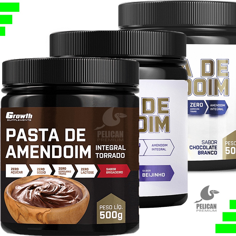 Pasta de Amendoim diversos sabores 500gr zero açucar integral Growth  Supplements