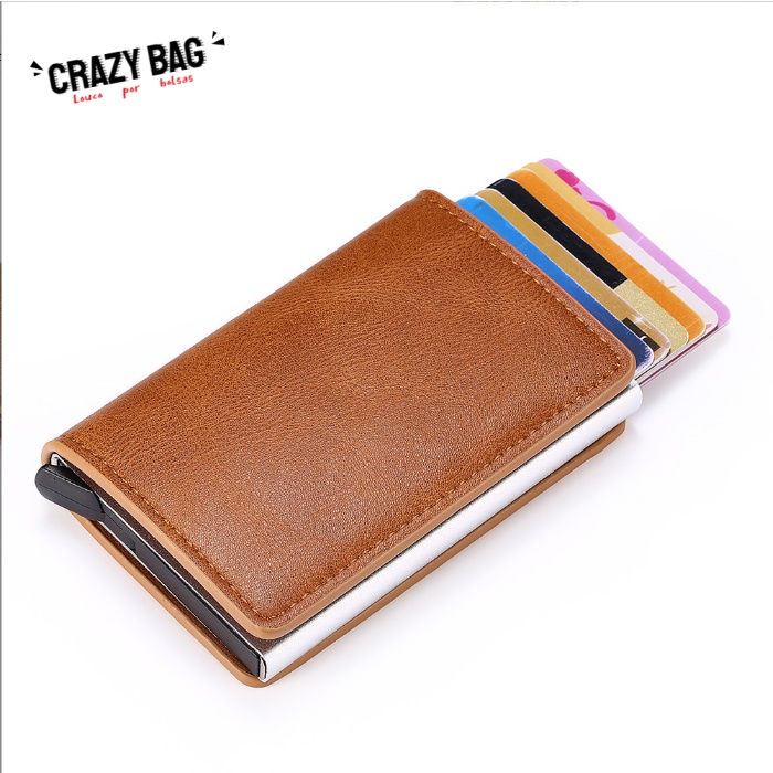 Crazy bag Porta-Cartões De Fibra De Carbono Homens Marca rhid black magic trifold mini Carteira De Couro Fino