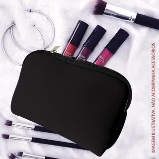 Bolsa Feminina De Mão Necessaire em Neoprene Organizadora Porta Maquiagem Acessórios Celular Chave Estojo Preto